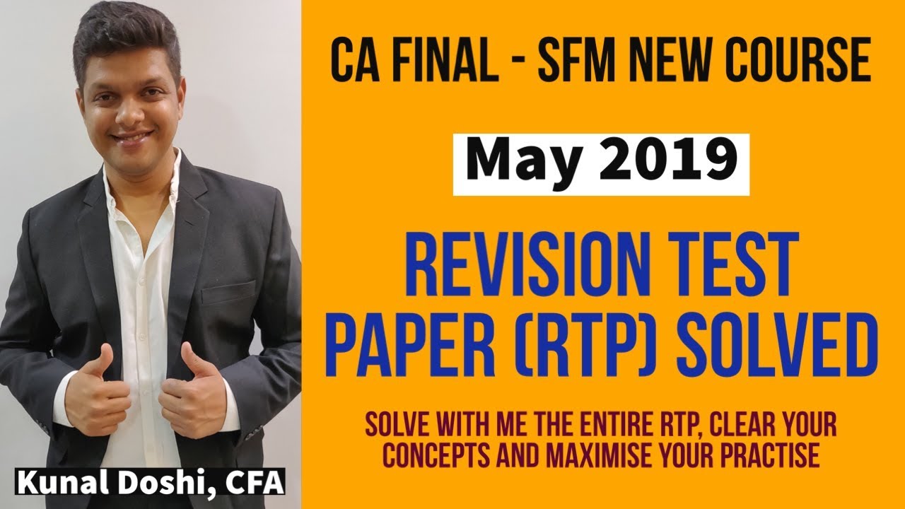 RTP May'19 Solved - CAFinal SFM by Kunal Doshi, CFA (New Course)