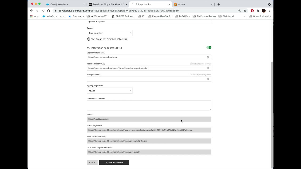 LTI 1.3 - Reregister in Learn To Update Redirect URL(s)