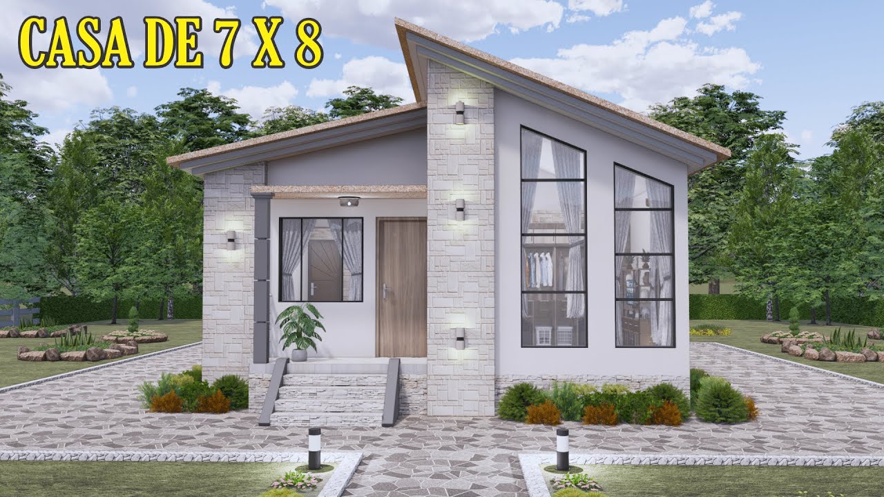 Plano de Casa económica 2 Habitaciones 7x8 metros