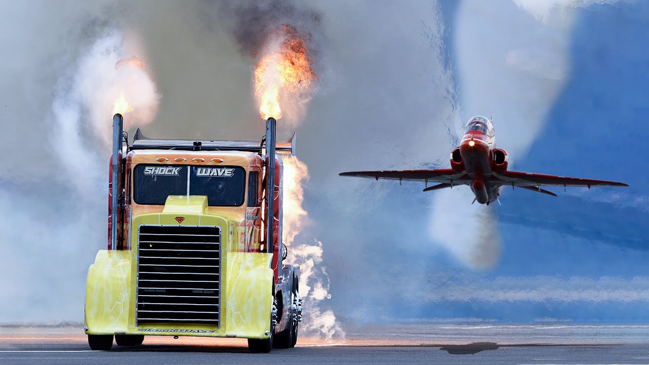 Craziest Drag Race Shockwave Jet Truck 375 MPH vs Aircraft