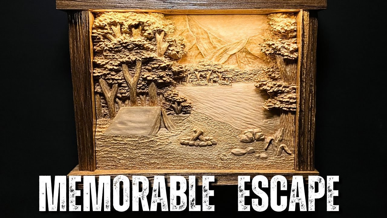 Hand Carving a Lakeside Camping Scene - 