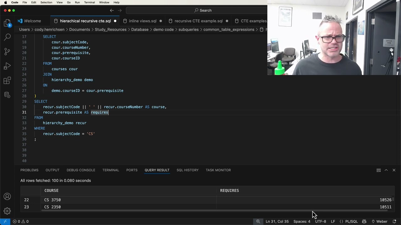 Hierarchical Recursive CTE demo