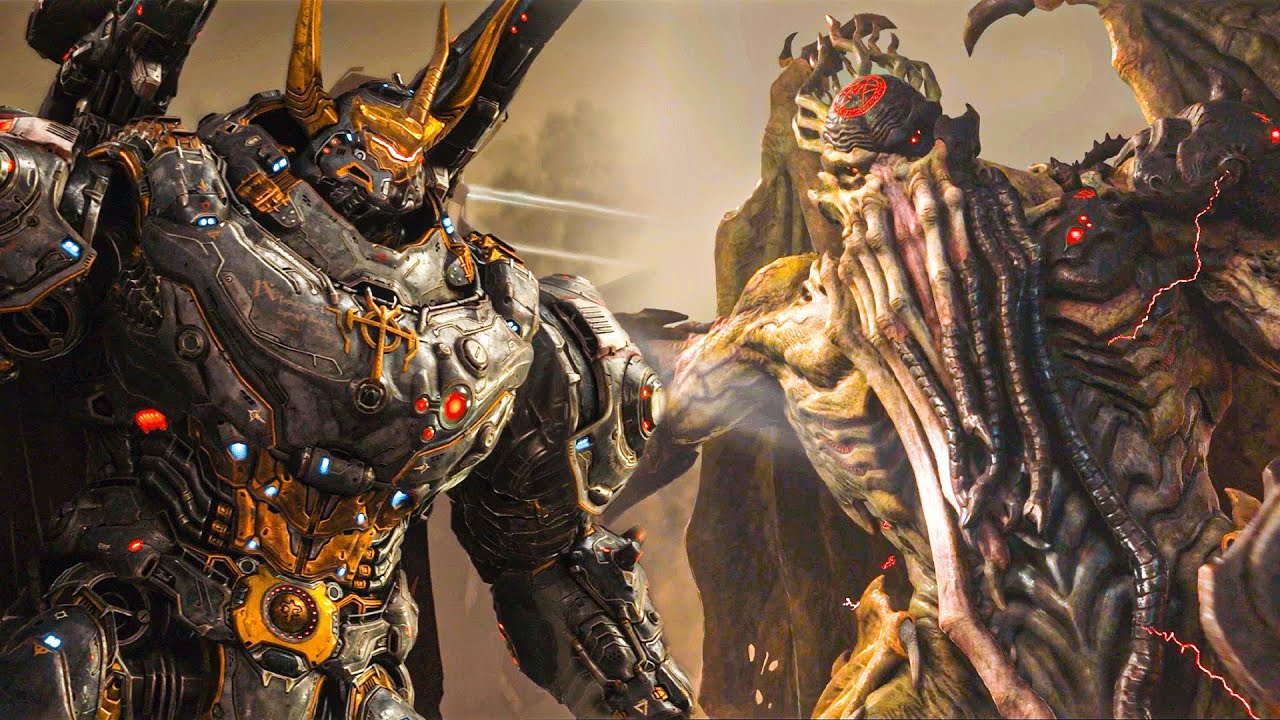 Atlan Mech vs Cthulhu Titan Battle Scene - Doom The Dark Ages