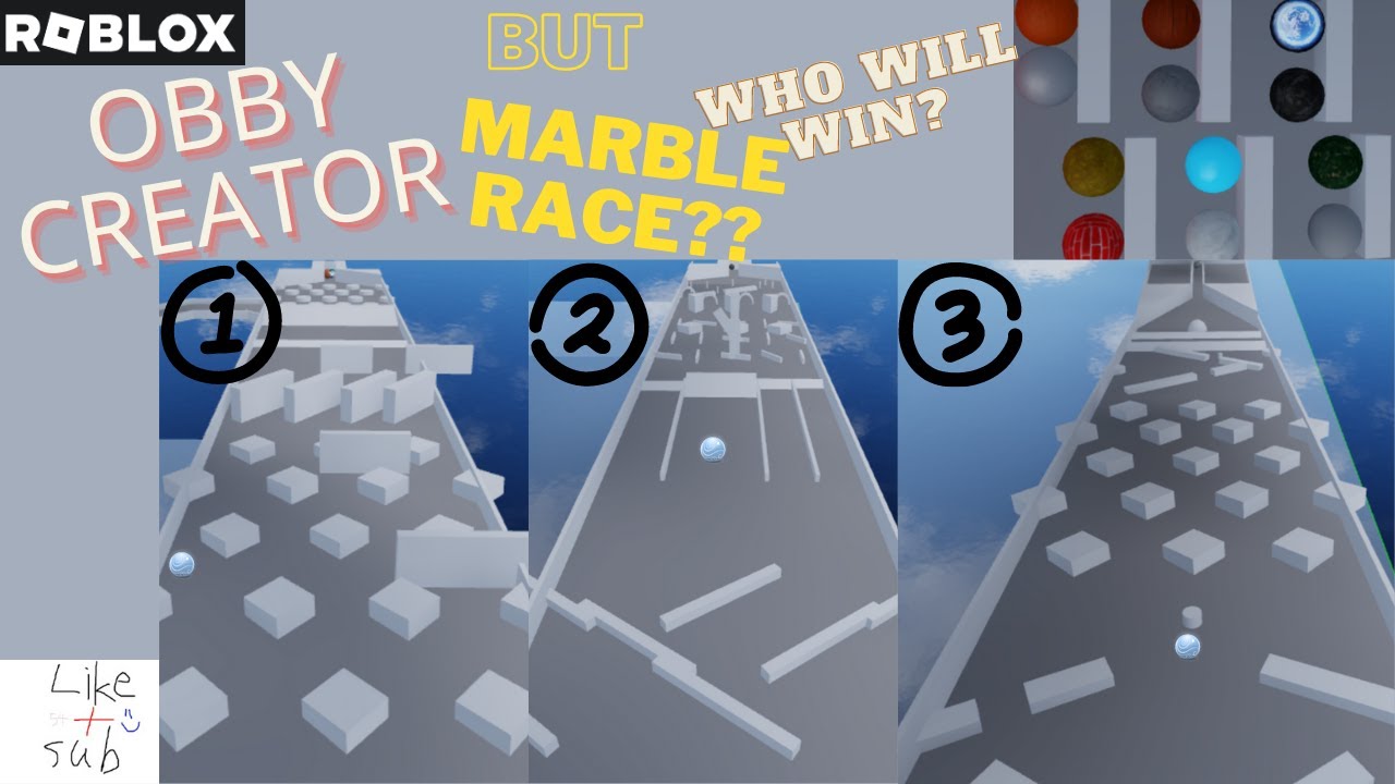 Marble Race... but in Obby Creator (With 3 tracks) | Fun | Roblox | #kingsley66567 | 4