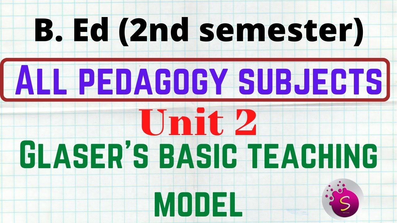Glaser's basic teaching model / common for all pedagogy subject / unit 2 / b. ed (2nd semester)