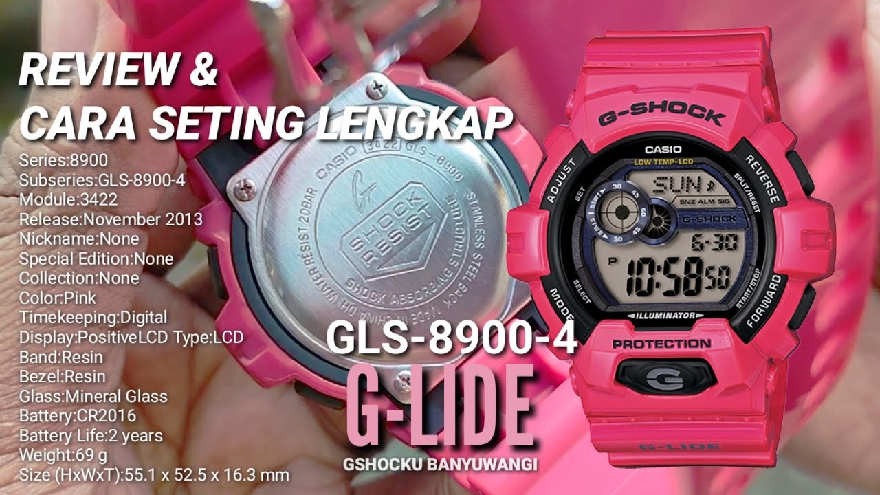 LUAR BIASA CASIO G-SHOCK GLS-8900-4 Warna pink (tutorial Seting Lengkap)