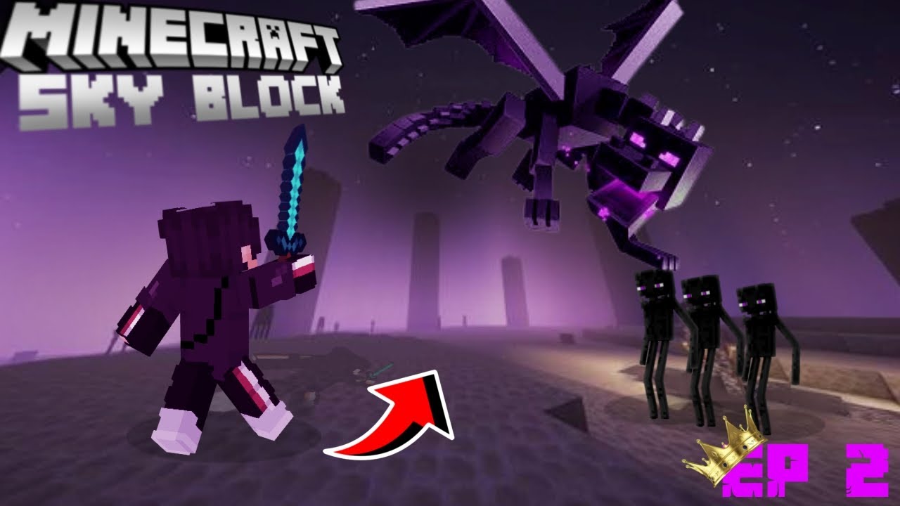 SkyBlock EP:2 Fomos derrotar o ender dragon!!!!!!! 