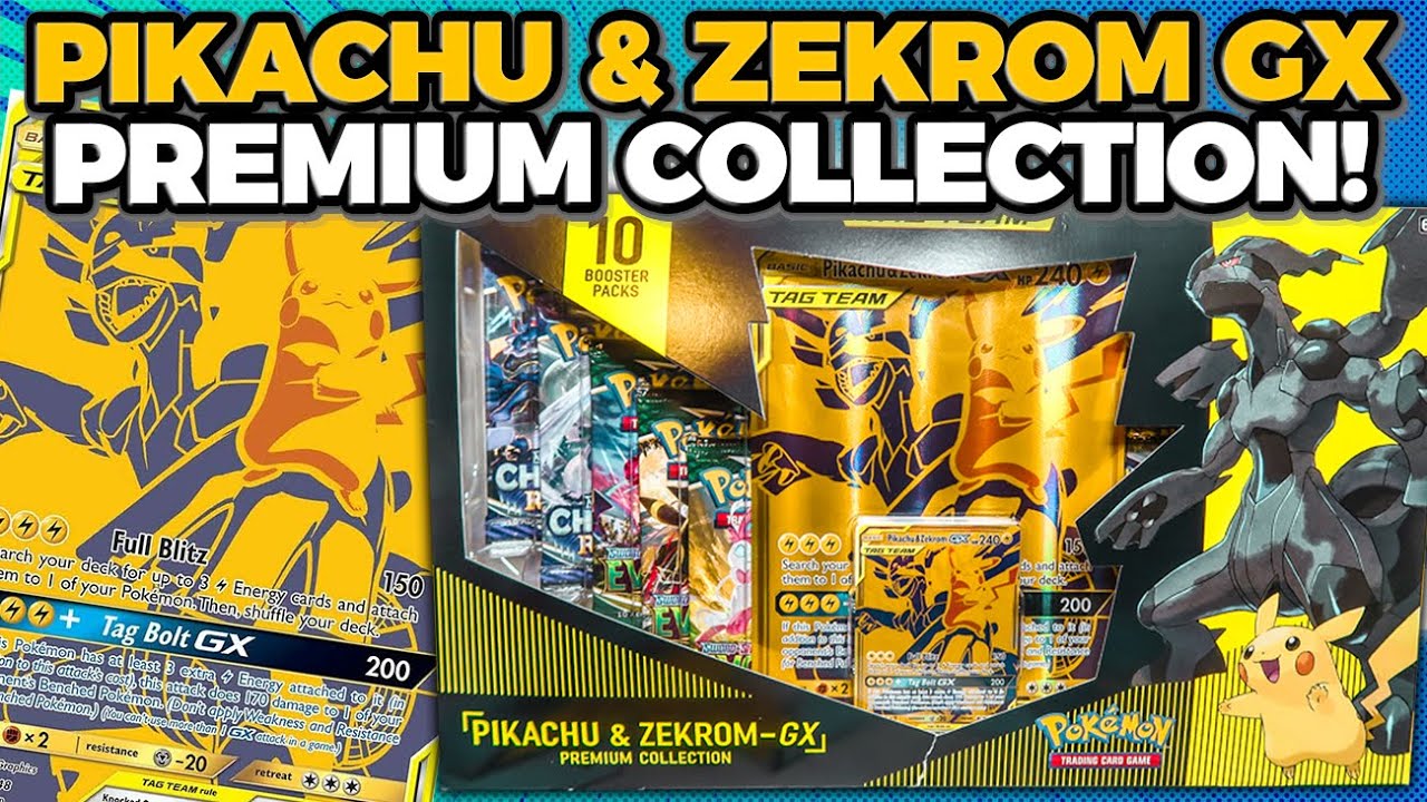 Opening Pokemon Pikachu & Zekrom GX Gold Premium Collection Box!