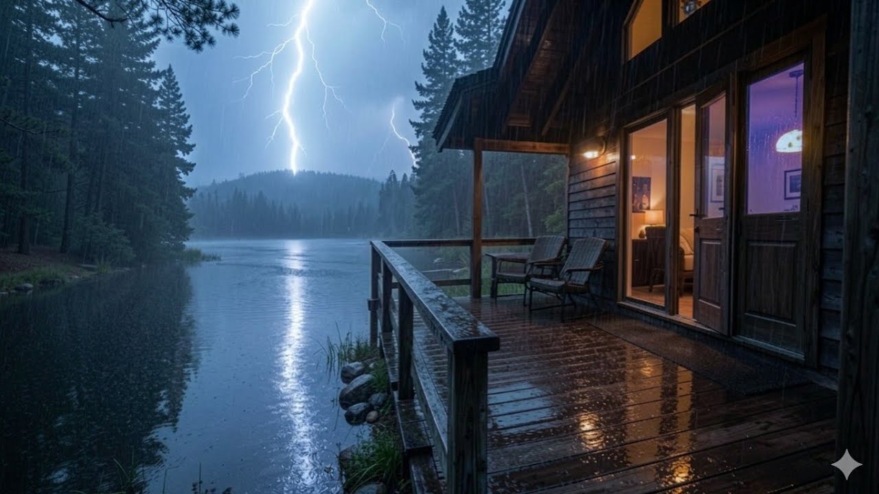 Cozy Rainy Night  Relaxing Rain Sounds for Deep Sleep in a Secluded Forest Cabin