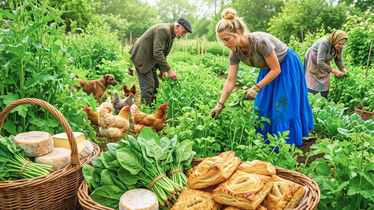 Quiet countryside morning: A day picking sweet spinach for a savory pastry (Farm fresh ASMR)