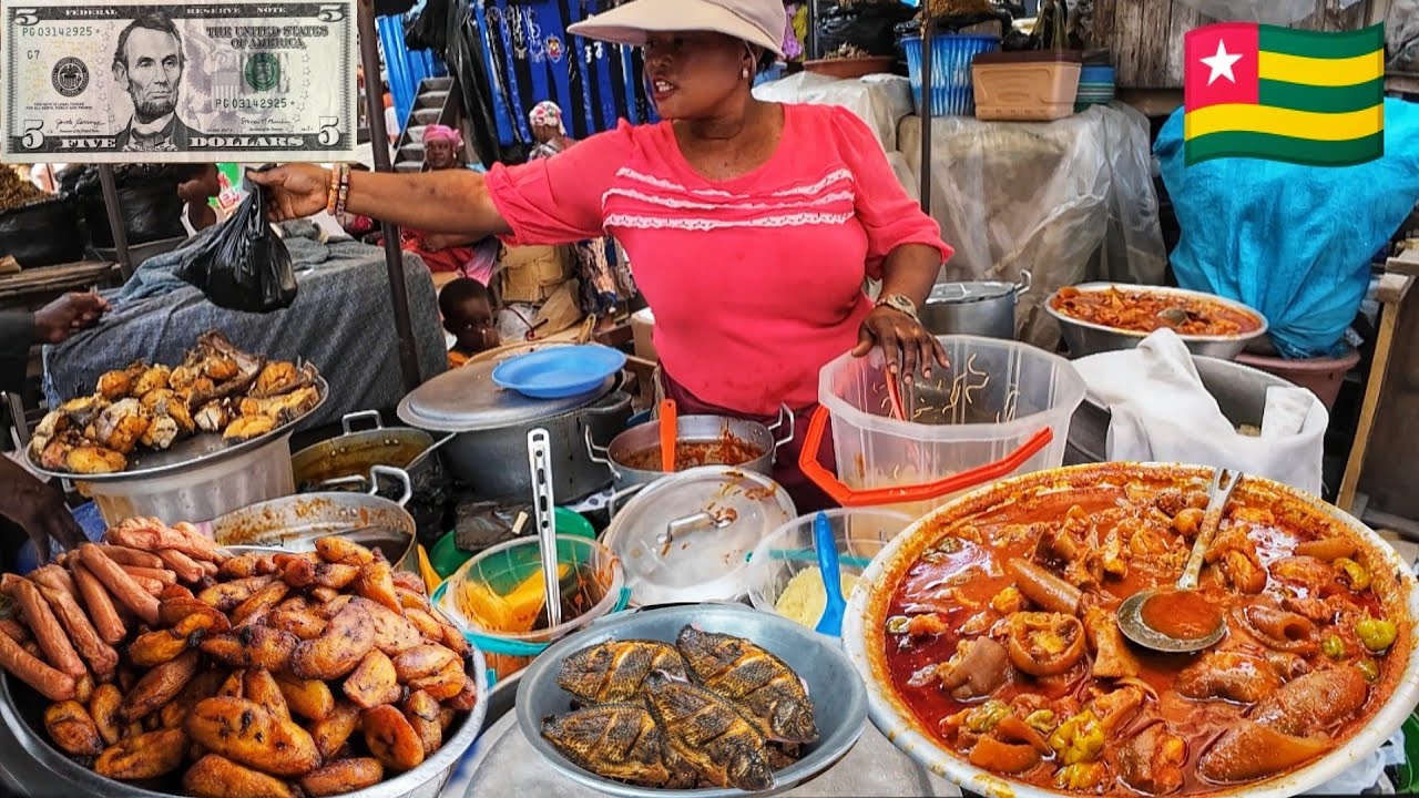 $5 most delicious African Street food tour in lomé Togo🇹🇬 west Africa 🌍. African market day in Togo