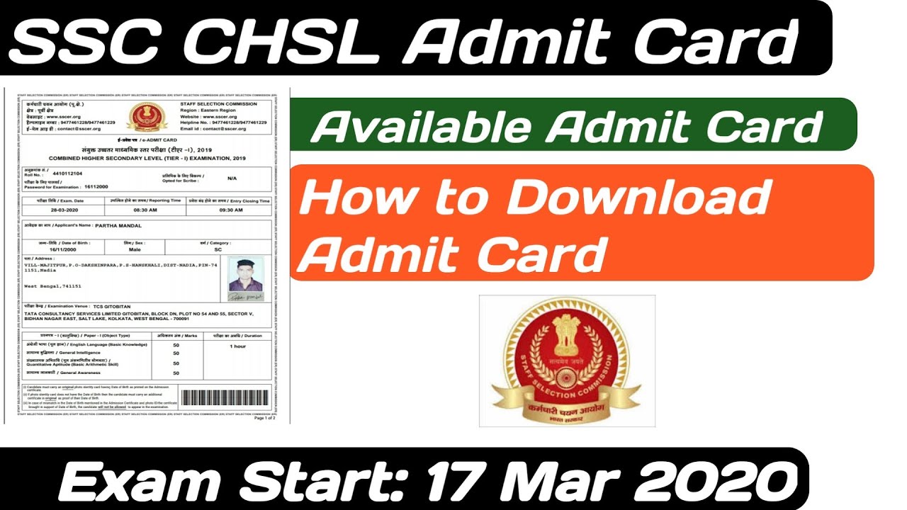 SSC CHSL Admit Card 2020 | Download Full Process | Document | Syllabus | Jobssearch