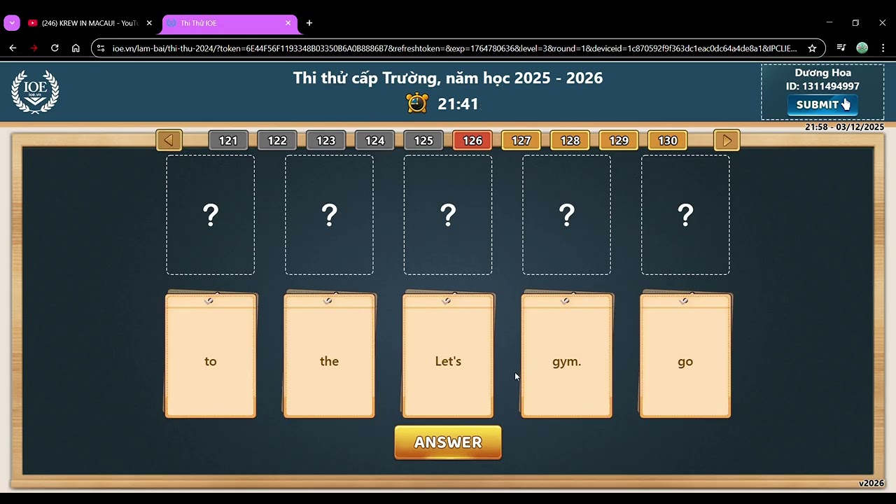 Doing national-level IOE compitition [ cấp trường ]