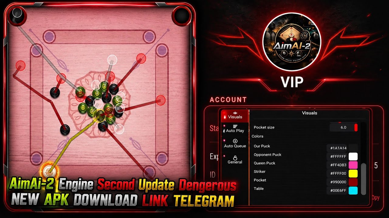 AimAI-2 Engine Second Update Dangerous NEW APK DOWNLOAD LINK TELEGRAM ⚙️ #carrompool