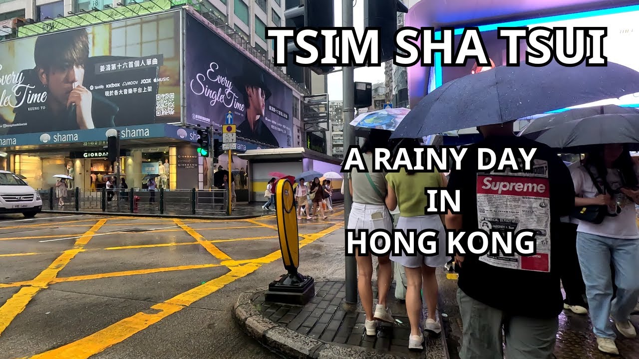 RAINY WALK IN TSIM SHA TSUI STREET TOUR | HONG KONG HEAVY RAIN TOUR | TOURIST POINT | AUG 2024 [4K]