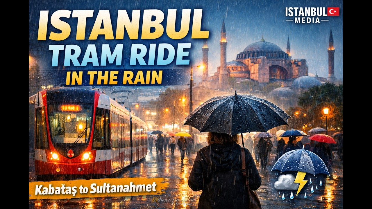 Istanbul Tram Ride in the Rain ☔ From Kabataş to Sultanahmet | Magical City Atmosphere | March 2026