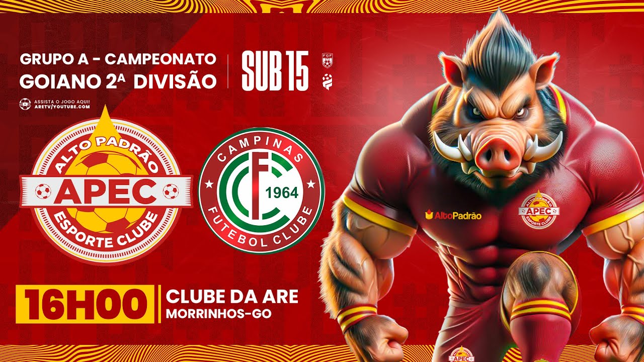 ARETV OFICIAL - CAMPEONATO GOIANO SUB15 SEGUNDA DIVISÃO - ALTO PADRÃO E.C. X CAMPINAS F.C.!