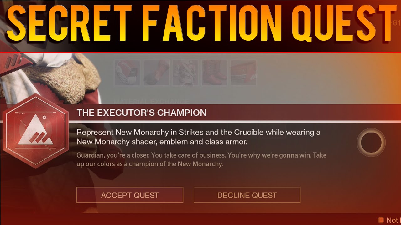 SECRET HIDDEN FACTION QUEST - New Monarchy / Dead Orbit / Future War Cult  - The Taken King