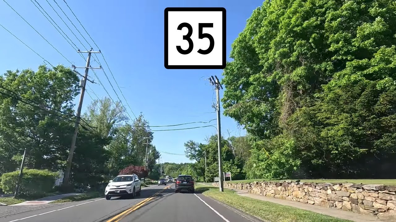 ⁴ᴷ⁶⁰ Driving Danbury Road (Connecticut Route 35) in Ridgefield, Connecticut
