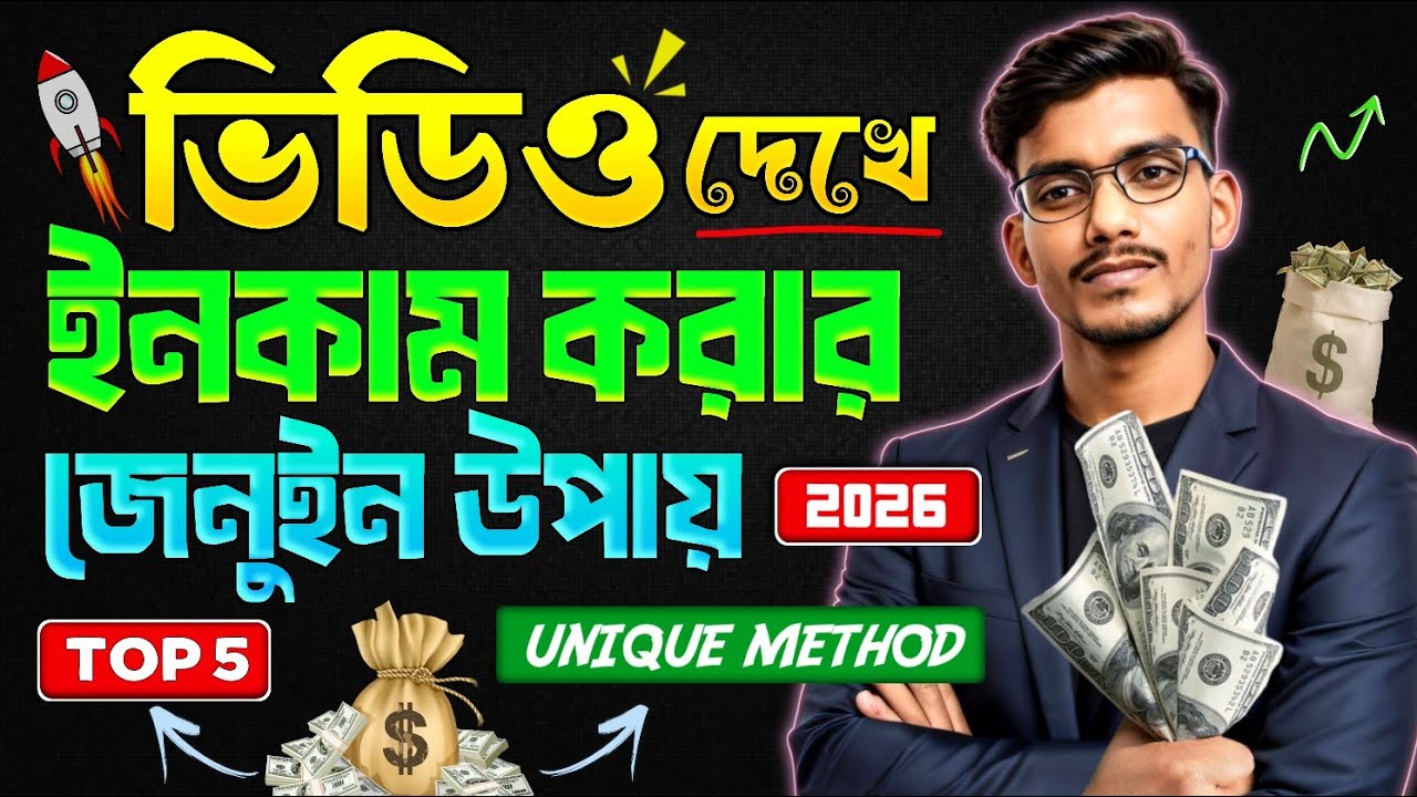 ভিডিও দেখে টাকা ইনকাম করার জেনুইন ৫টি উপায় | Video Dekhe Taka Income 2026 | Online Income Bangla