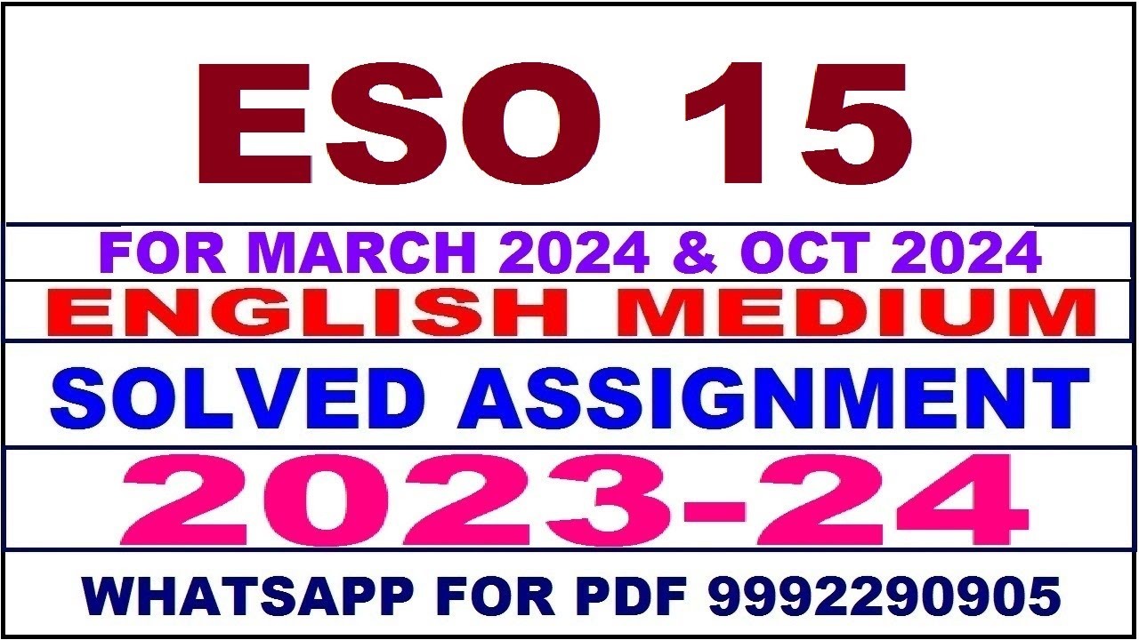 eso 15 solved assignment 2023-24 | eso 15 solved assignment in english 2024 | eso 15 2024