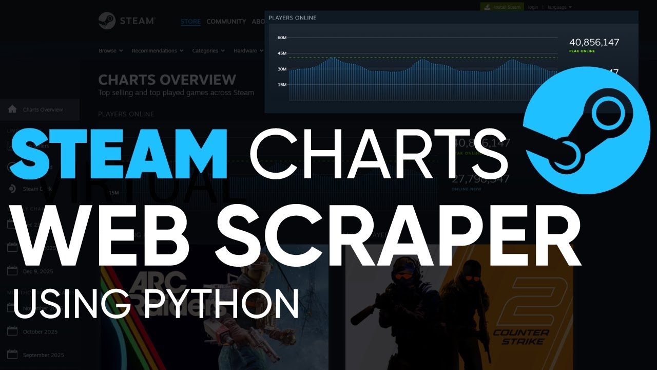 Steam Charts Web Scraper in Python (with genre tags)