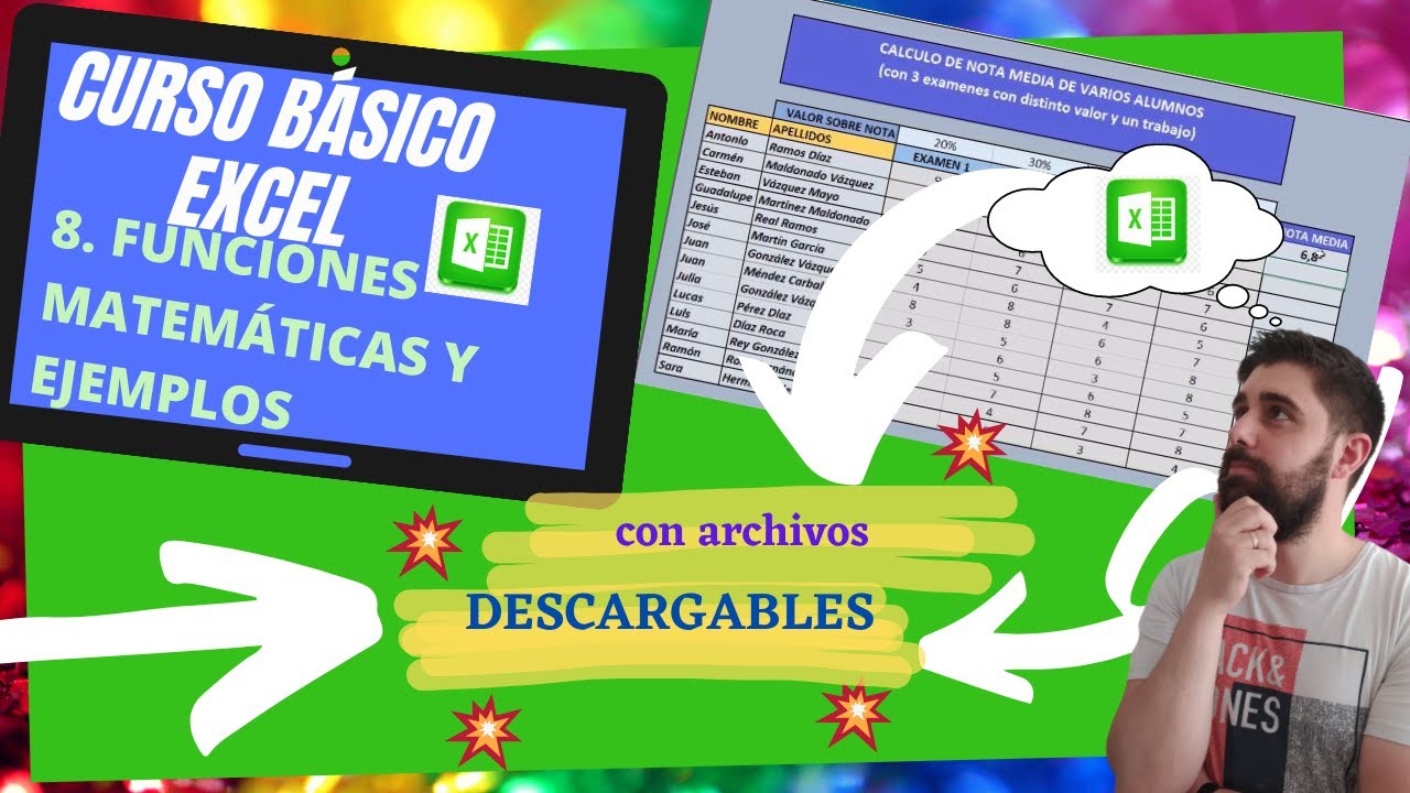 CURSO BASICO EXCEL. CAPITULO 8🚀💪 Funciones matematicas!! CON EJEMPLOS Y ARCHIVO DESCARGABLE!!