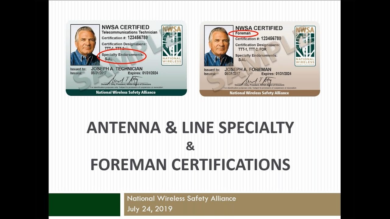 New NWSA Certifications  An Overview of Antenna & Line Specialty and Tower Foreman