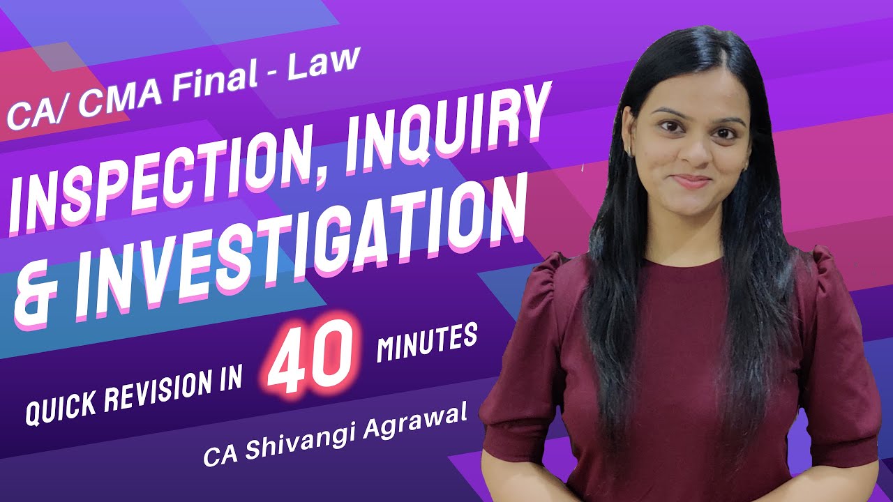 Inspection, Inquiry and Investigation | Full Revision Lecture | CA & CMA Final Law
