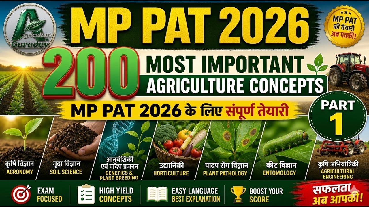 MP-PAT 2026: 200 Most Important Agriculture Concepts | 8 मई स्पेशल ब्रह्मास्त्र क्लास 🔥Part-1