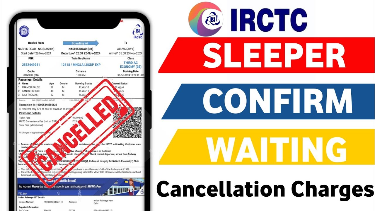 Sleeper Class Confirm Ticket Cancellation Charges Railway | Confirm Ticket Kab Cancel Kar Sakte Hai