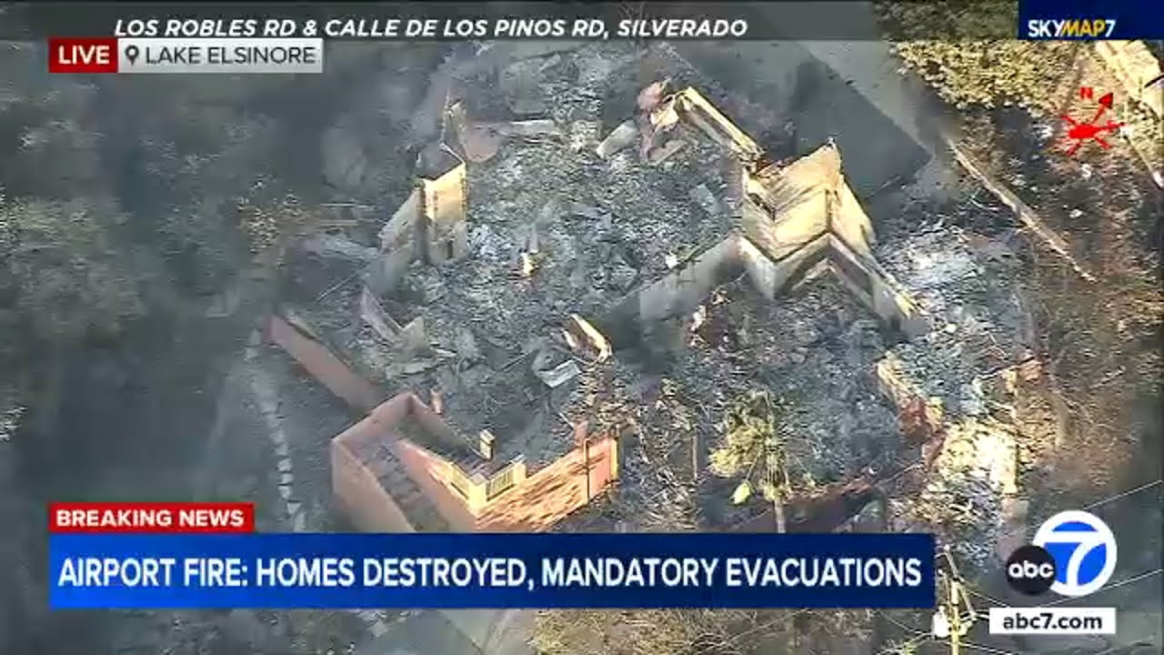 Multiple homes destroyed near Lake Elsinore as Airport Fire spreads to more than 22,000 acres