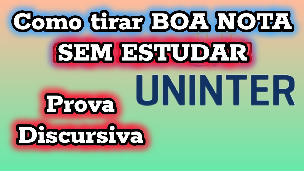 PROVA DISCURSIVA Não Estudei Nada SOLUÇÃO UNINTER - Annie Guedez 