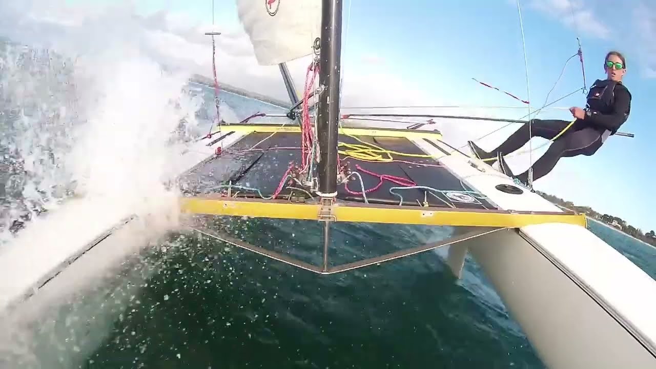 Kai Seth Robertson Sailing His Mosquito Catamaran at Rye Yacht Club
