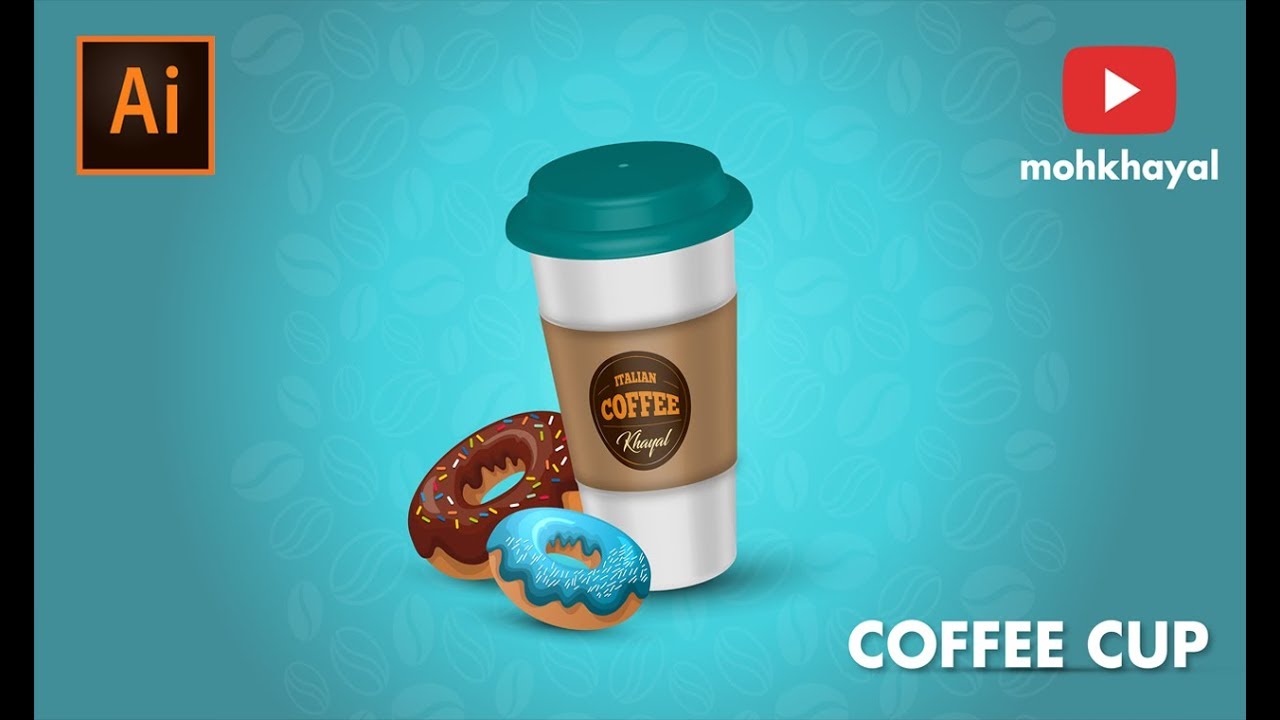 Coffee Cup 3D in Illustrator  :: تصميم كوب قهوة ثري دي في برنامج الإليستراتور