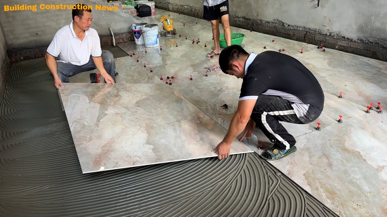 The Secret Of Skilled Workers When Installing Living Room Floors With Imitation Stone Ceramic Tiles