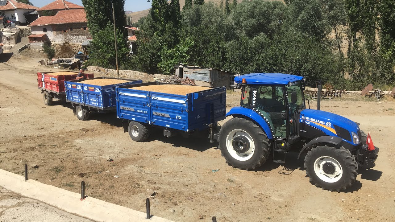 NewhollandTD90 ile 3Romork buğday getirme(toplam 15 ton)