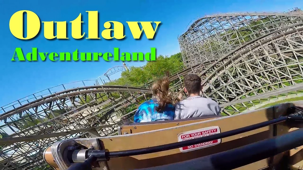 Outlaw Wooden Roller Coaster On Ride HD GoPro POV Adventureland Des Moines Iowa