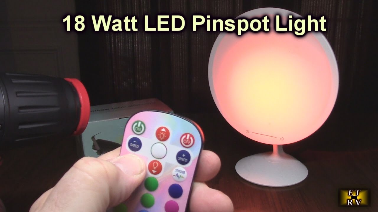18 Watt LED Pinspot Light, Manual Focus, 16 Colors, Size Adjustable,  Included Remote REVIEW