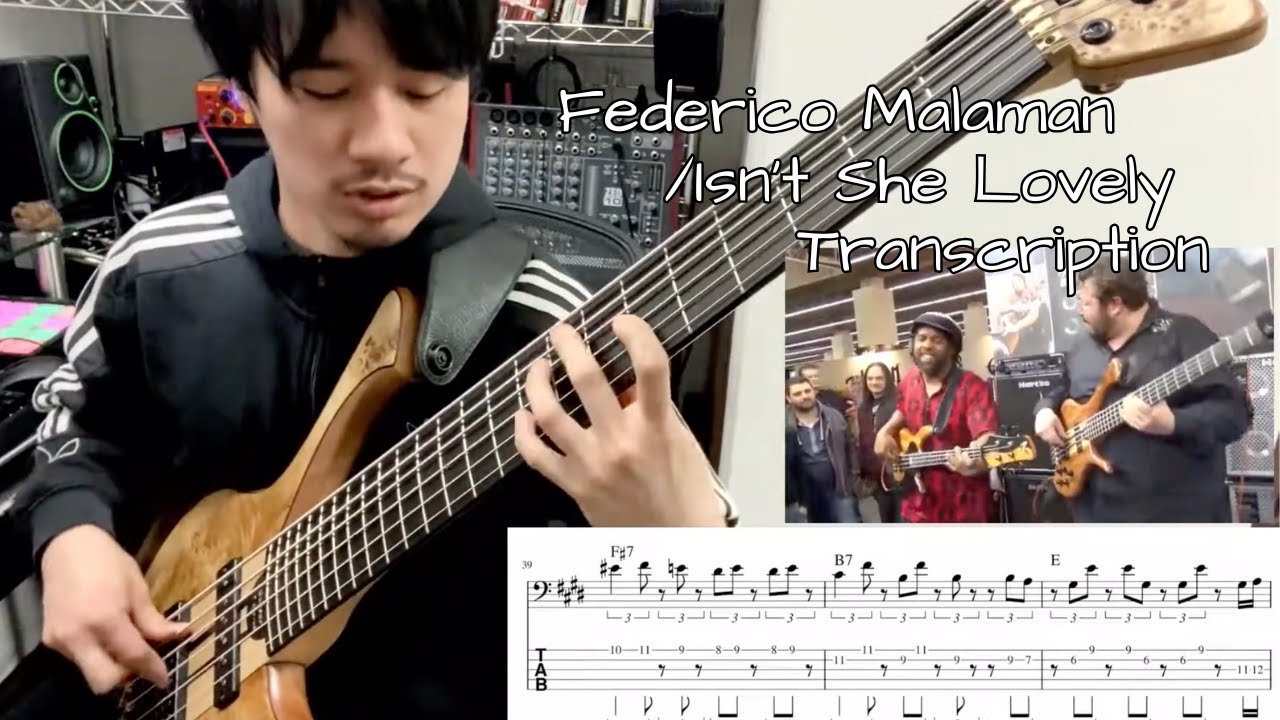 【TAB】 Federico Malaman / Isn't She Lovely 【Transcription】