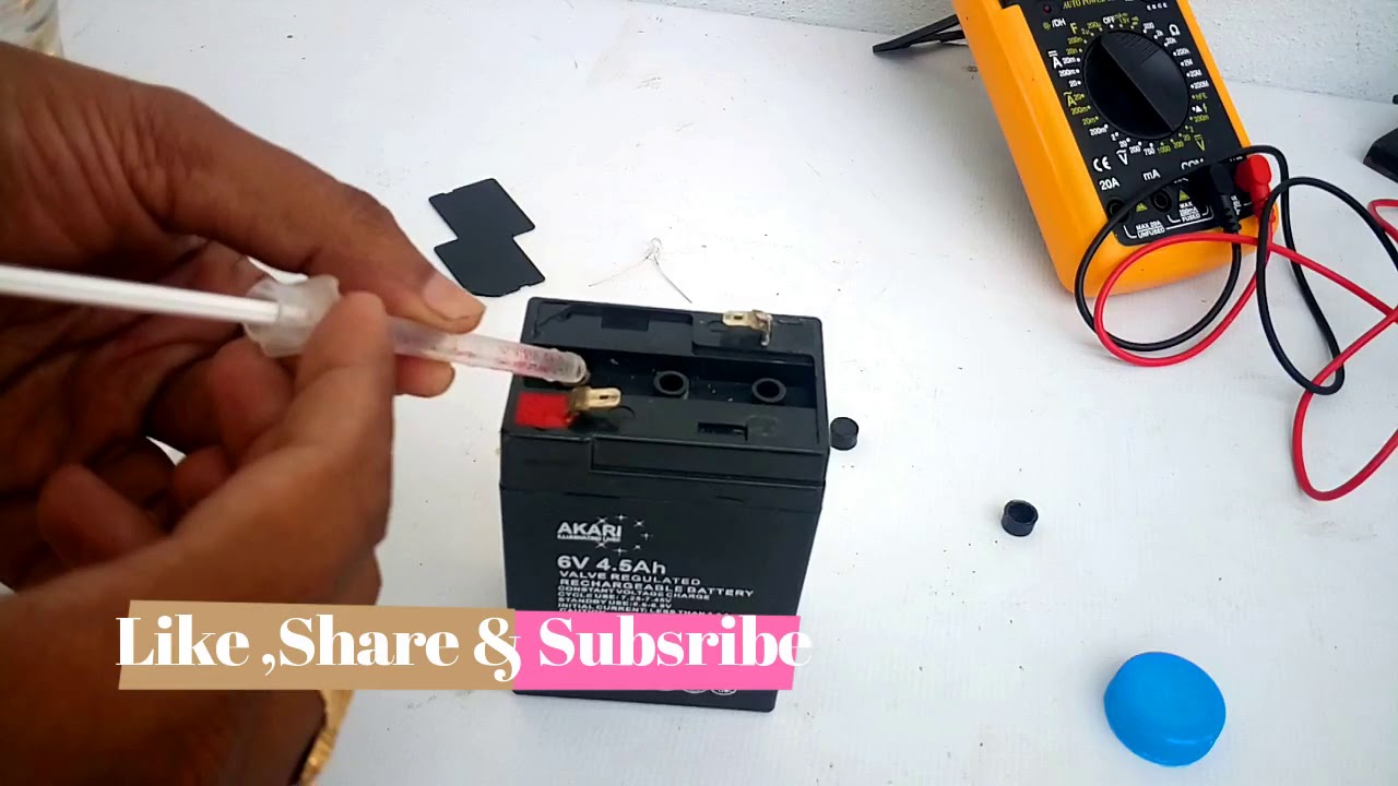 How to Repair 6 Volts, 4.5Ah Lead Acid Battery At Home | How to Change Distilled Water for Battery