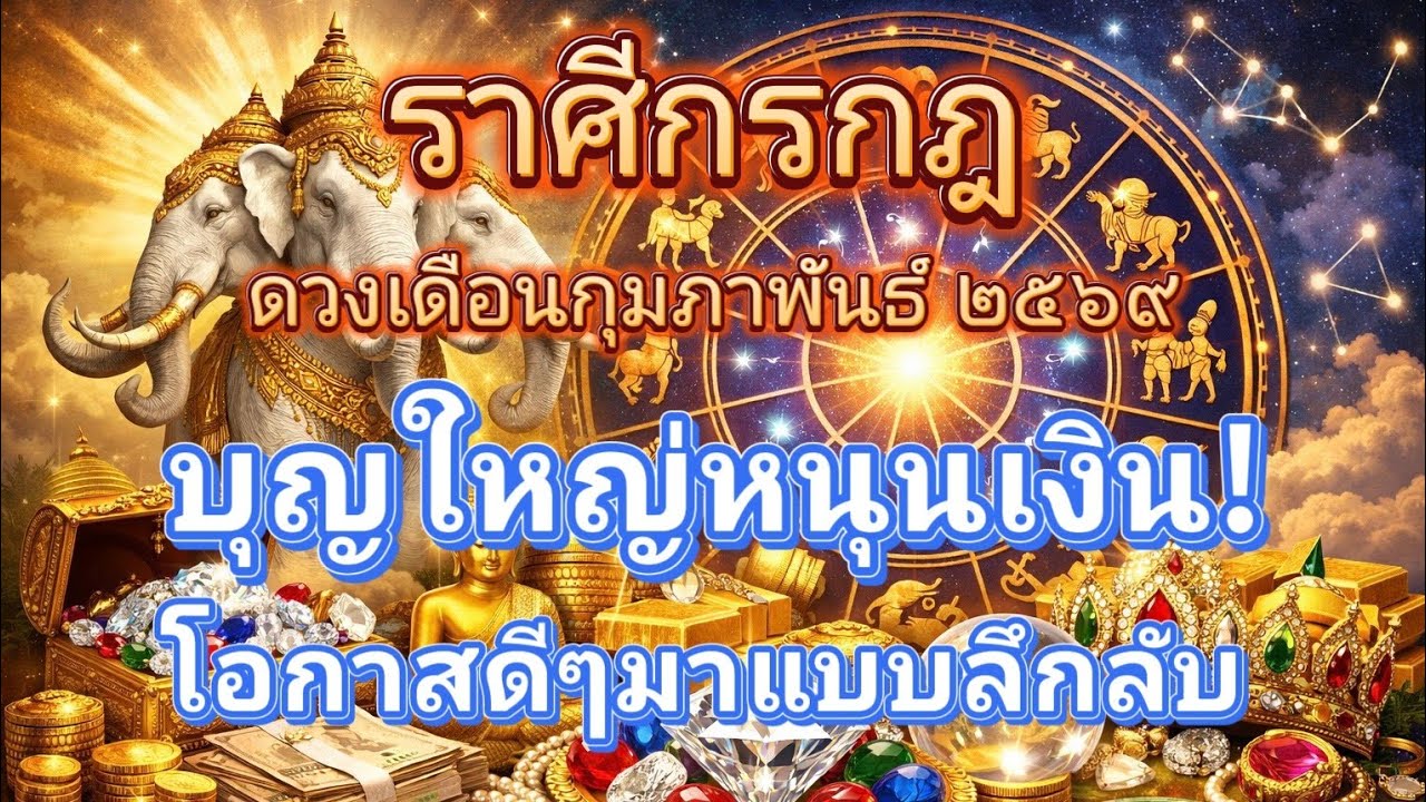 ราศีกรกฎ♋บุญใหญ่หนุนเงิน!🔮ดวงเดือนกุมภาพันธ์ 2569!🪬💍👩‍❤️‍👨💒⛲🌳