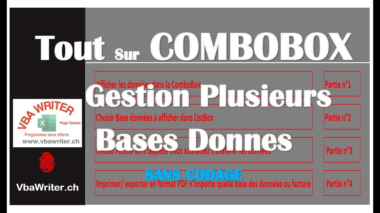 VBA COMBOBOX Magique- Gestion Plusieurs Bases des données d'A à Z- Sans Codage_69. VbaWriter.ch