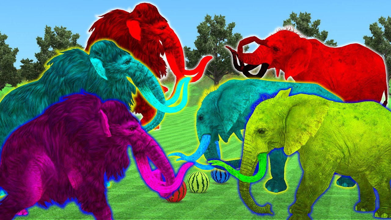 Flock mammoths vs colored Elephants