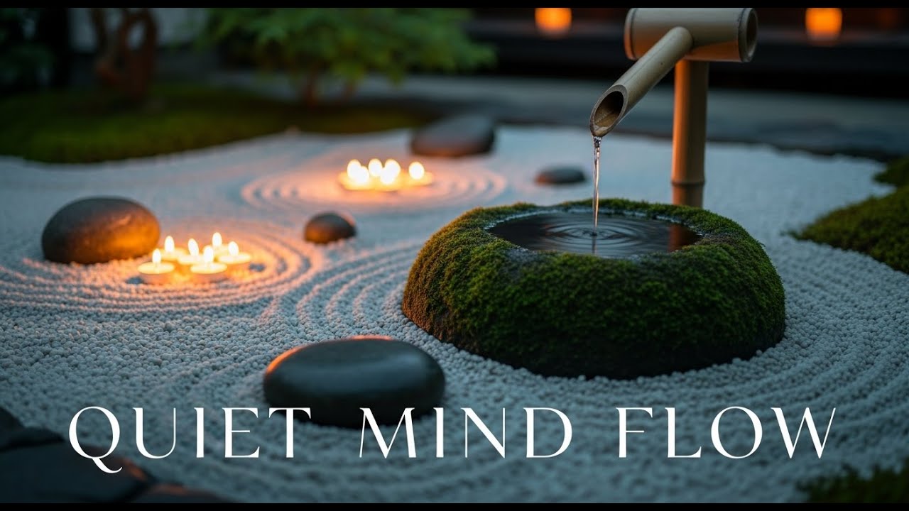 Zen Morning Flow Bamboo Fountain and Candle Glow for Healing Meditation Sleep Deep Calm Tranquility