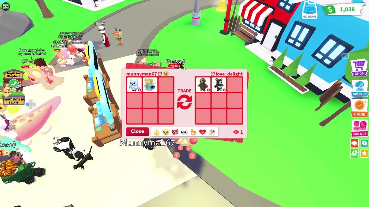 Playing Adopt me trading or u give stuf