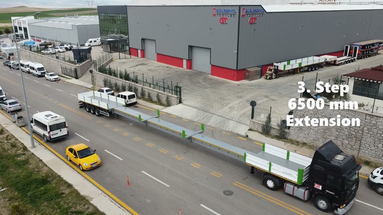 Extended Length 33100 mm. for long beam transport Flatbed semi trailer. (uzun k&ouml;pr&uuml; kiriş taşıma)