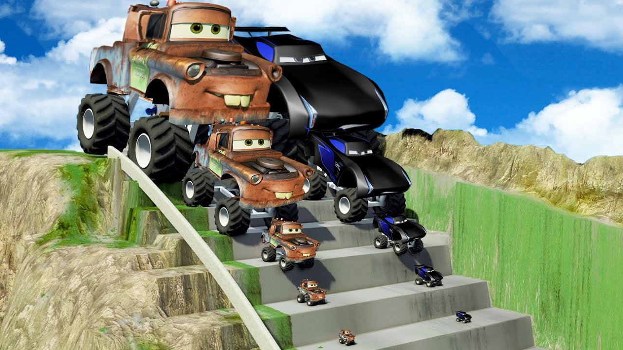 Big & Small Lightning Mcqueen vs Big & Small Jackson Storm vs Big & Small Pixar Car | BeamNG.Drive