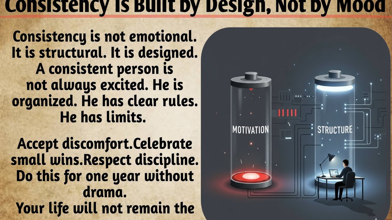 Consistency Is Built by Design, Not by Mood  | learn English #englishortmastery #languagefluency 
