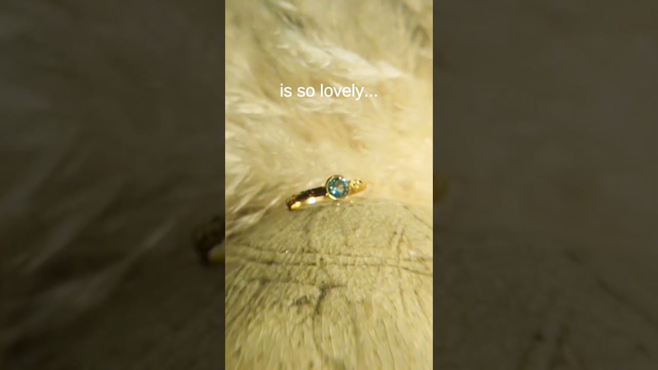 Dainty Aquamarine Gold Ring 💙 March Birthstone Ring | #adinastone